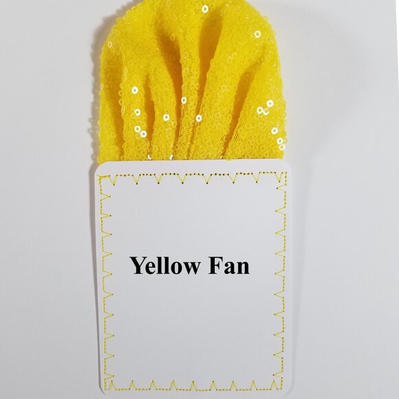 Men's Sequin Pre-Folded Pocket Square Insert - Bright Yellow Fan Design - Picture 6 of 6